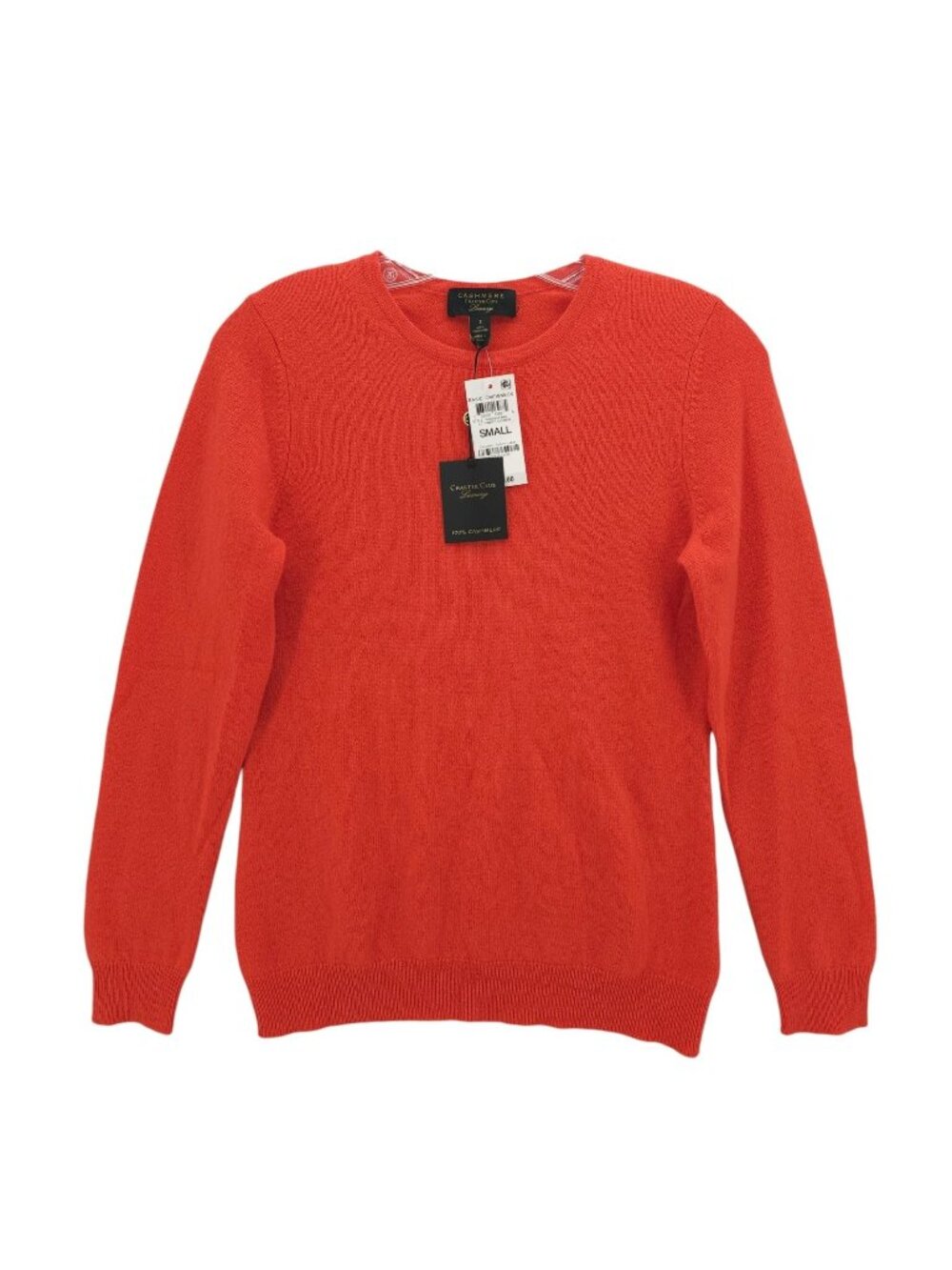 NWT CHARTER CLUB 100% 2-Ply Cashmere Sweater Sweet Clementine Orange SMALL
